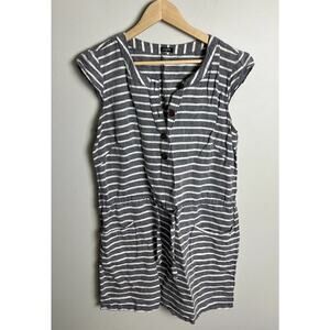 J.Crew Striped Olivia Shift Mini Dress Size 10/12 Drawstring Pockets Women’s